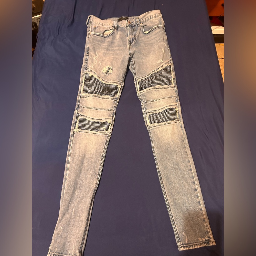 PacSun Blue Skinny Jeans with Distressed Details
